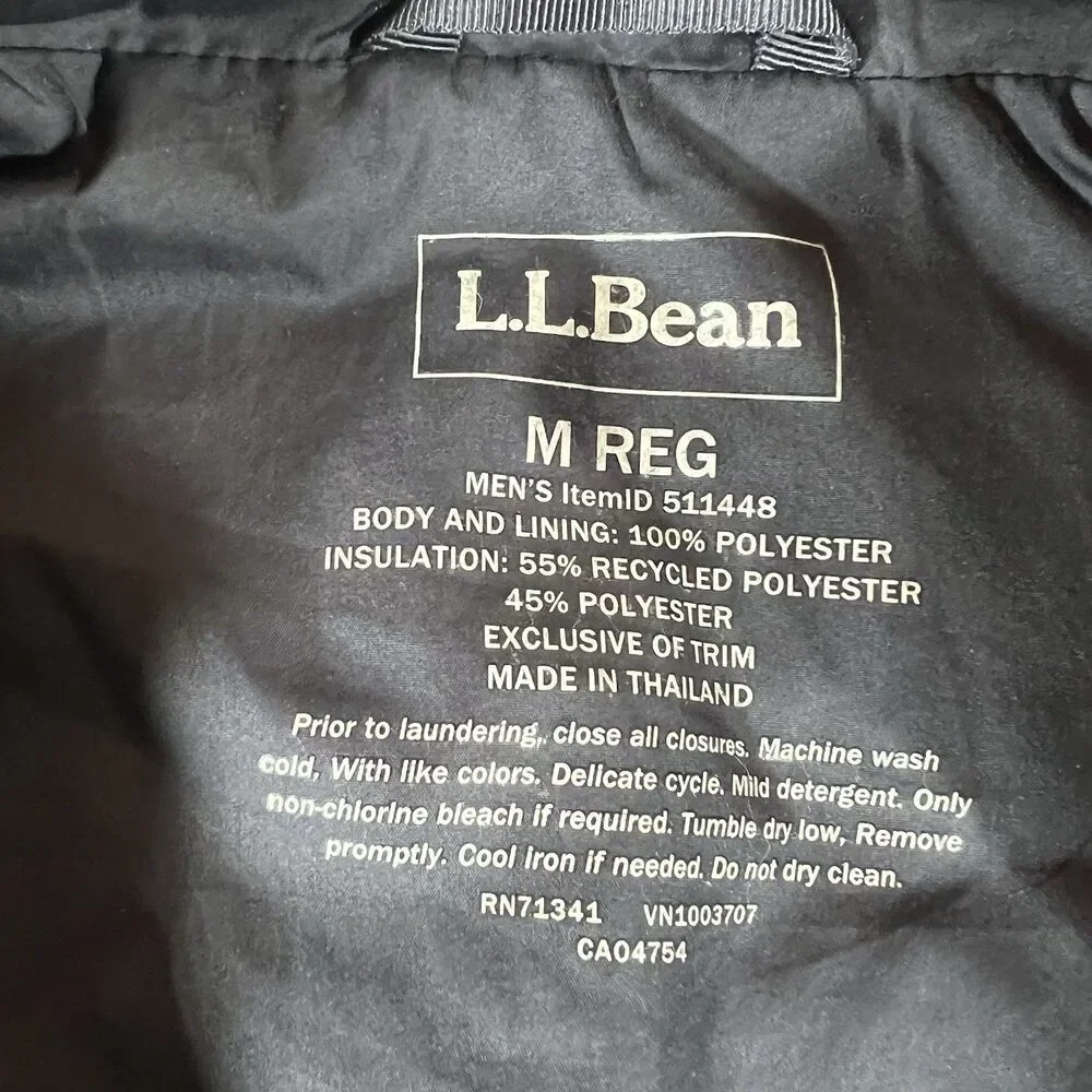 LL Bean Mountain Classic Puffer Full Zip Jacket Coat Men's Medium Reg - Picture 6 of 7